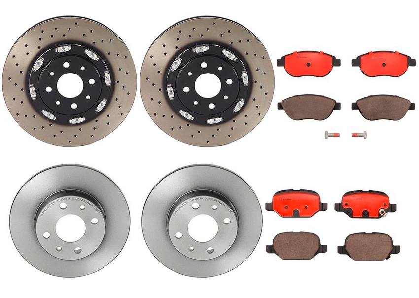Fiat Brembo Brakes Kit Pads & Rotors Front and Rear (305mm/240mm) (Ceramic) Brembo
